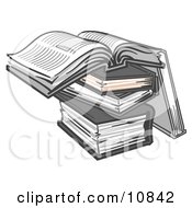 Stack Of Books One Open Clipart Picture