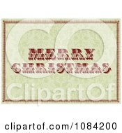Poster, Art Print Of Vintage Merry Christmas Greeting Over A Green Floral Pattern