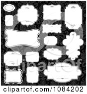 Poster, Art Print Of White Black Frames On Black Damask