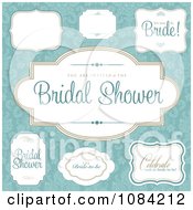 Clipart Bridal Shower Labels Over Turquoise Floral Royalty Free Vector Illustration