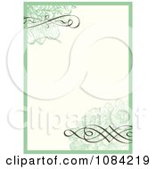 Green Flower And Swirl Frame Invitation Background