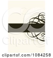 Clipart Cream Invitation Background With Black Swirls And A Text Bar Royalty Free Vector Illustration