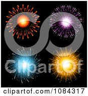 Clipart Red Purple Blue And Orange Fireworks Royalty Free Vector Illustration by KJ Pargeter