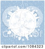 Poster, Art Print Of Christmas Bauble With A Swirl Design Over Blue Snowflakes