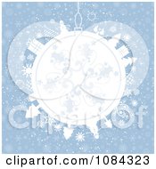 Clipart Christmas Bauble With A Swirl Design Over Blue Snowflakes Royalty Free Vector Illustration