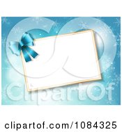 Poster, Art Print Of 3d Blue Bow And Christmas Tag Over Snowflakes