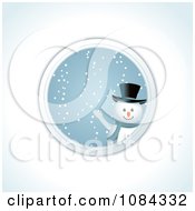 Poster, Art Print Of Snowman Waving Through A Round Window