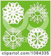 Poster, Art Print Of 3d White Paper Snowflakes On Green