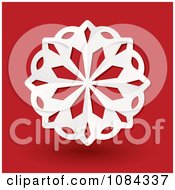 Poster, Art Print Of 3d White Paper Snowflake On Red