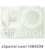 Poster, Art Print Of Pastel Green Christmas Background With 3d Star Baubles