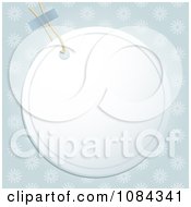 3d Circular Christmas Label Over Snowflakes