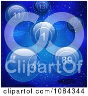 3d Blue Glass Lottery Or Bingo Balls On Blue