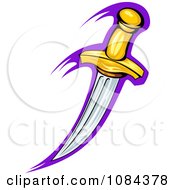 Clipart Gold Handled Dagger Over Purple Royalty Free Vector Illustration