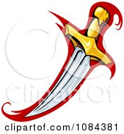 Clipart Gold Handled Dagger Over Red Royalty Free Vector Illustration