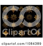 Clipart Golden Ornate Snowflakes Royalty Free Vector Illustration