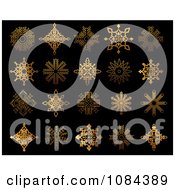 Poster, Art Print Of Golden Ornate Snowflakes