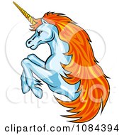 Poster, Art Print Of Orange Haired Rearing Unicorn