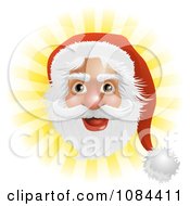 Clipart Santas Face Over Yellow Rays Royalty Free Vector Illustration