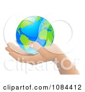 Poster, Art Print Of 3d Hand Holding Earth Featuring The Atlantic