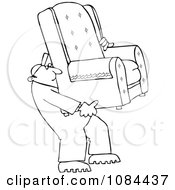 Poster, Art Print Of Outlined Furniture Repo Or Delivery Man Carrying A Chair