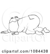 Clipart Outlined Santa Crawling And Searching Royalty Free Vector Illustration