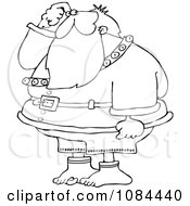 Clipart Outlined Santa Wondering Where His Pants Are Royalty Free Vector Illustration by djart