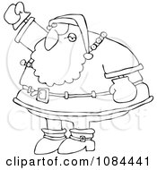 Clipart Outlined Santa Waving His Fist In The Air Royalty Free Vector Illustration