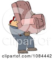 Clipart Furniture Repo Or Delivery Man Carrying A Chair Royalty Free Vector Illustration by djart