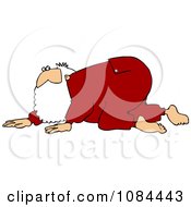 Clipart Santa Crawling And Searching Royalty Free Vector Illustration