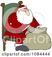 Poster, Art Print Of Santa Sitting In A Chair And Looking Into His Bag
