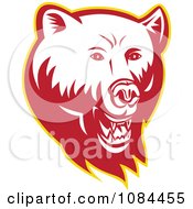 Poster, Art Print Of Retro Red Bear Face