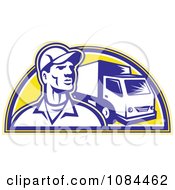 Poster, Art Print Of Retro Delivery Man And Truck