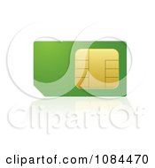 3d Green And Gold Cell Phone Sim Card