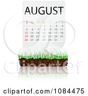 Poster, Art Print Of August Calendar With Soil And Grass