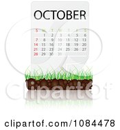Poster, Art Print Of October Calendar With Soil And Grass