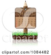 Poster, Art Print Of Wooden Pencil December Calendar Sign With Soil And Grass