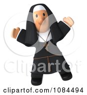 Clipart 3d Jumping Nun With Open Arms Facing Forward Royalty Free CGI Illustration by Julos