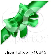 Gift Present Wrapped With A Green Ribbon Tied Into A Bow Clipart Illustration by Leo Blanchette