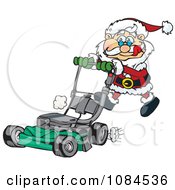 Santa Pushing A Lawn Mower