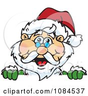 Clipart Santa Smiling Over A Sign Royalty Free Vector Illustration