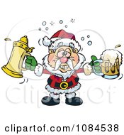 Poster, Art Print Of Drunk Santa Holding Pints Of Beer