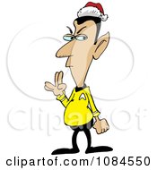 Clipart Christmas Trekkie Wearing A Santa Hat Royalty Free Vector Illustration