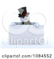 Poster, Art Print Of 3d Frosty The Snowman Over A Blank Sign