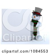 Poster, Art Print Of 3d Frosty The Snowman Presenting A Blank Sign