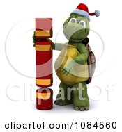 Poster, Art Print Of 3d Christmas Tortoise With A Cracker