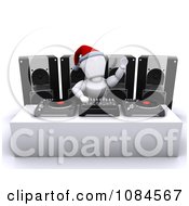 Poster, Art Print Of 3d White Character Dj Hosting A Christmas Party