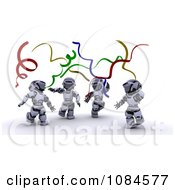 Poster, Art Print Of 3d Robots Dancing At A New Year Party With Streamers