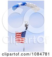 Parachuting With An American Flag Free Stock Photography by JVPD