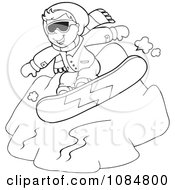 Poster, Art Print Of Outlined Boy Snowboarding Down A Hill