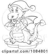 Poster, Art Print Of Outlined Dragon Wearing Winter Accessories